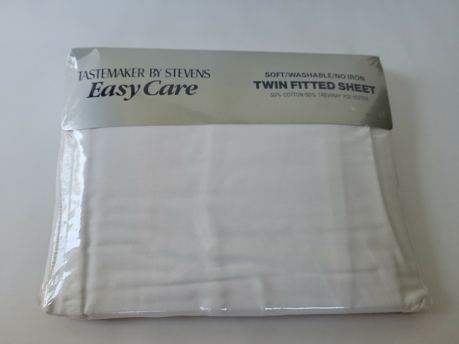 Tastemaker by Stevens Sheet Twin Fitted White Vintage Cotton Polyester Blend