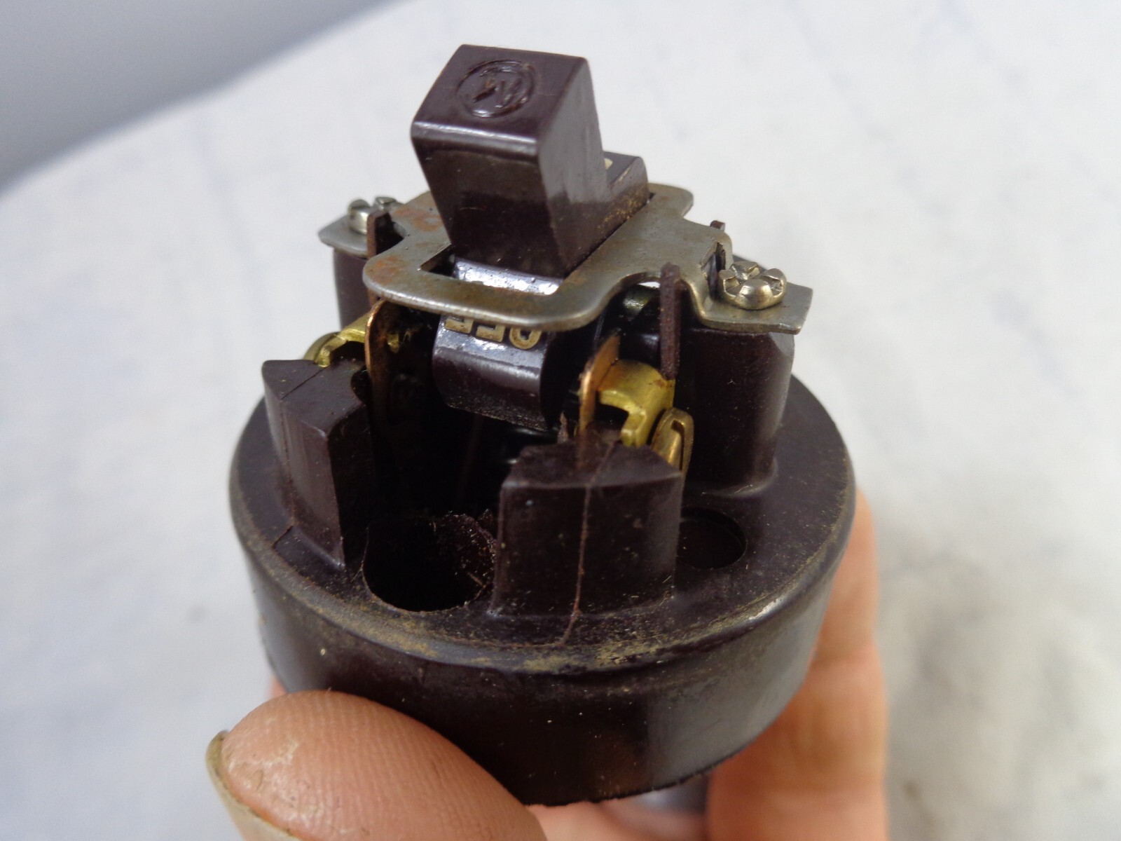 Monowatt Toggle Switch UL Bakelite Brown Round Wall Surface Mount Vintage