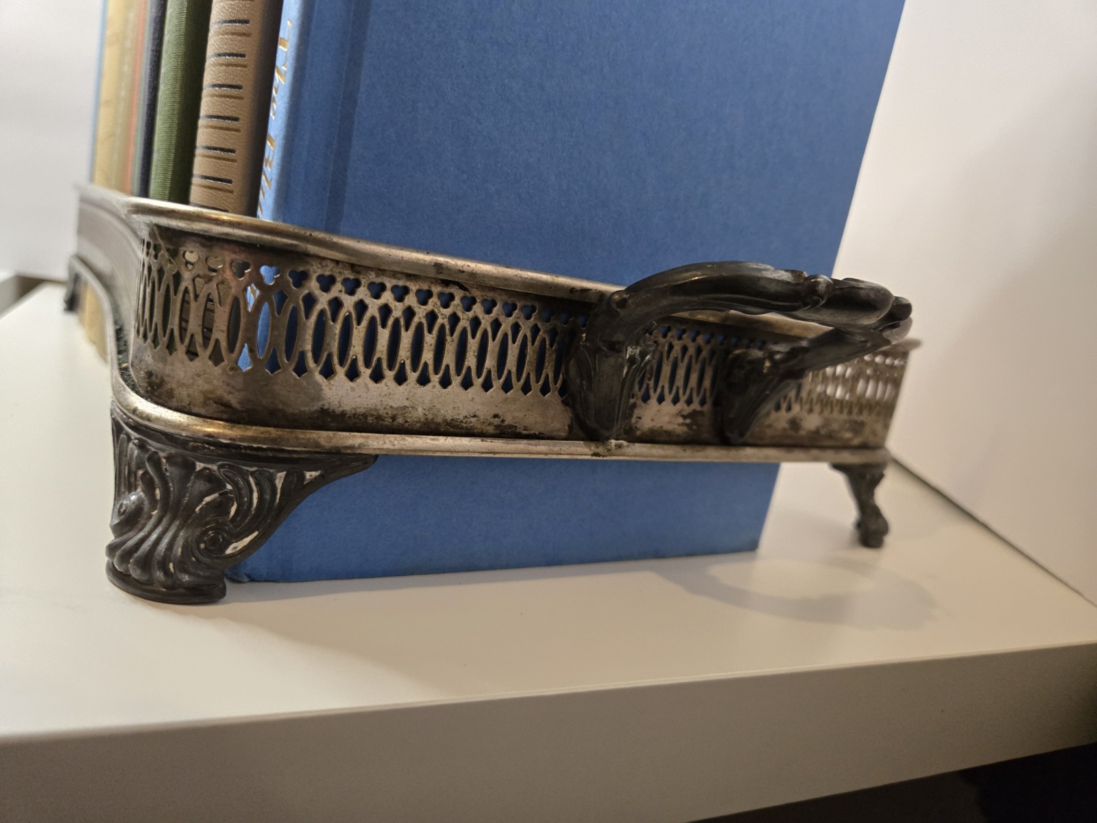 VTG Silver Plated Footed Rectangular Casserole Dish Holder Food Warmer Book Ends