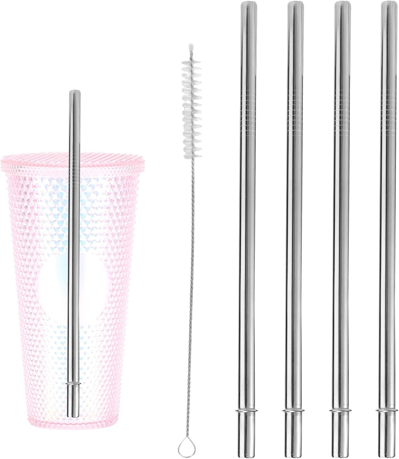 4pcs Stainless Steel Straws for Starbucks Cold Cup Venti 24oz, Reusable BPA-Free
