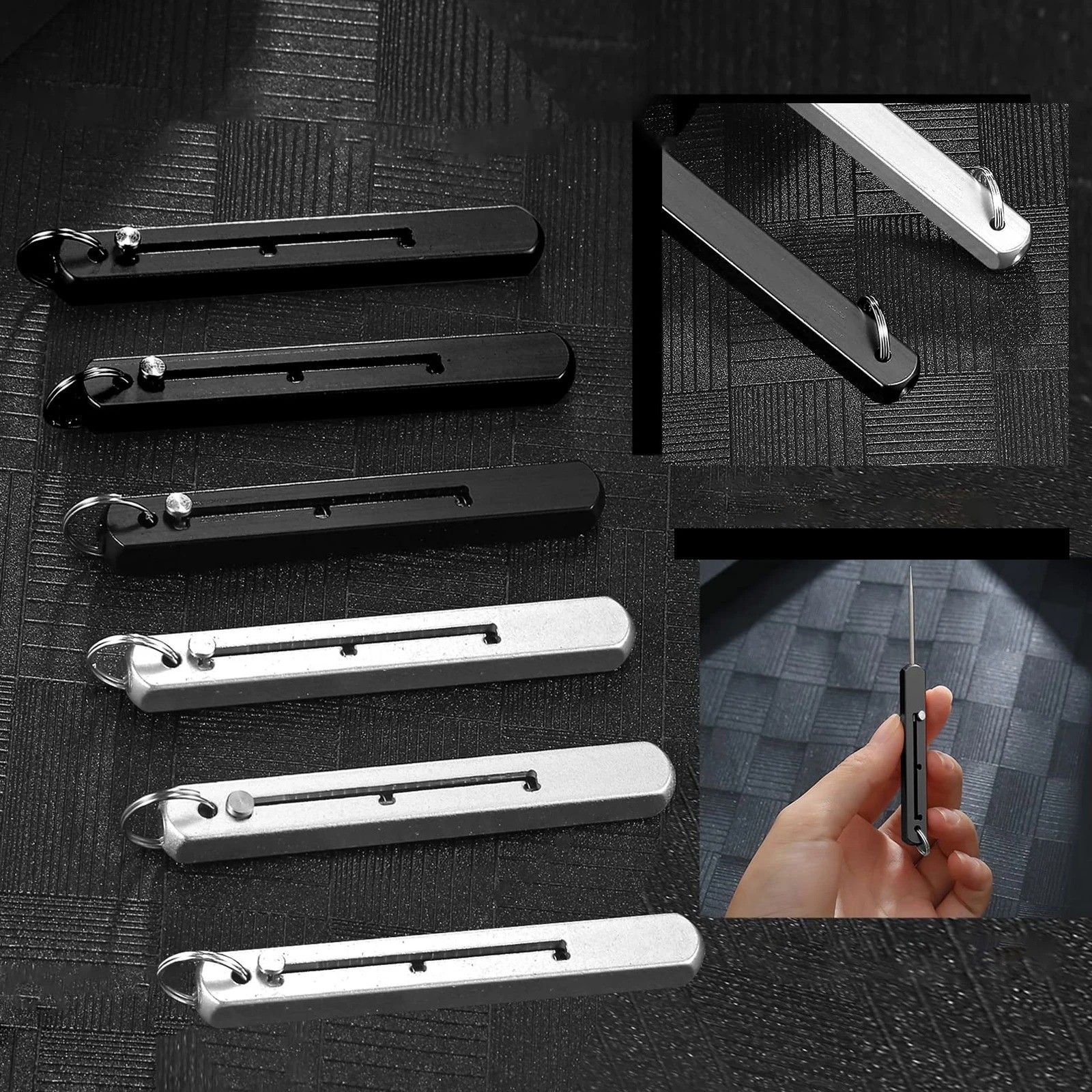 1 pcs Titanium Edc Retractable Toothpick with Spring Push Design **