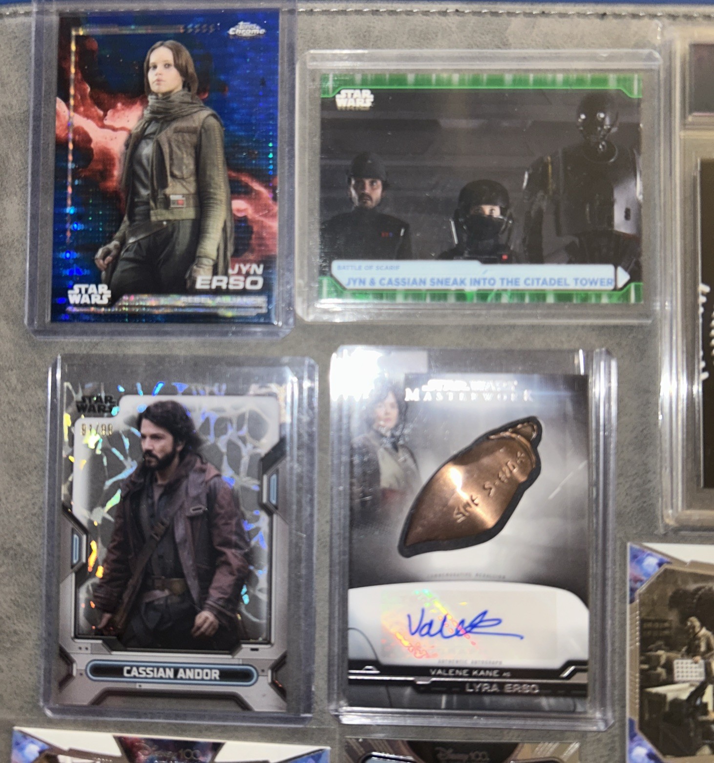 Star Wars Rogue One Cassian Andor Jyn Erso serial numbered & Bonus trading Cards