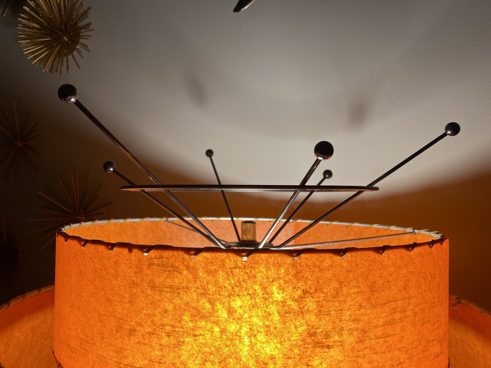Pair of Atomic Lamp Shade Sputnik Topper Ornament Lampshade Finial- Any Color!!