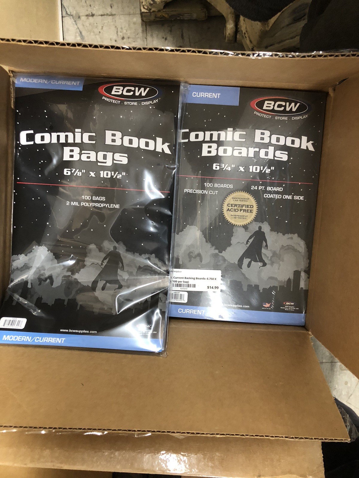 200 BCW Current / Modern Comic Book Bags Sleeves + Acid Free Back Boards New