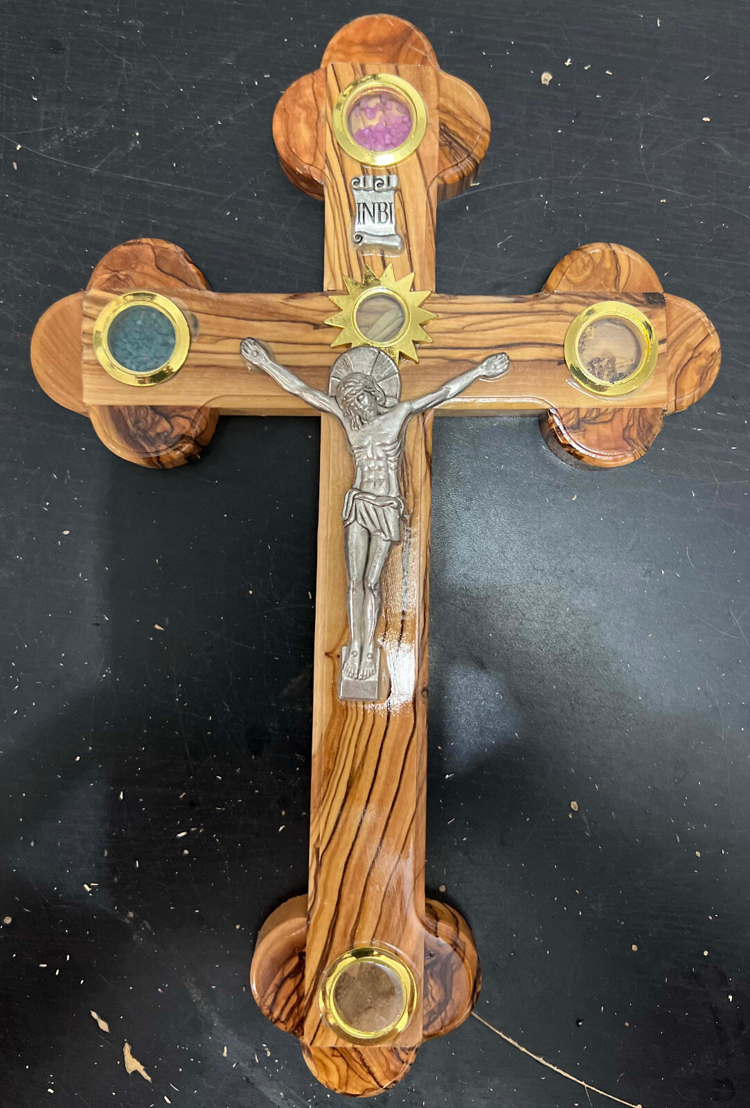 Large Bethlehem Olive Wood Wall Crucifix Cross 11″