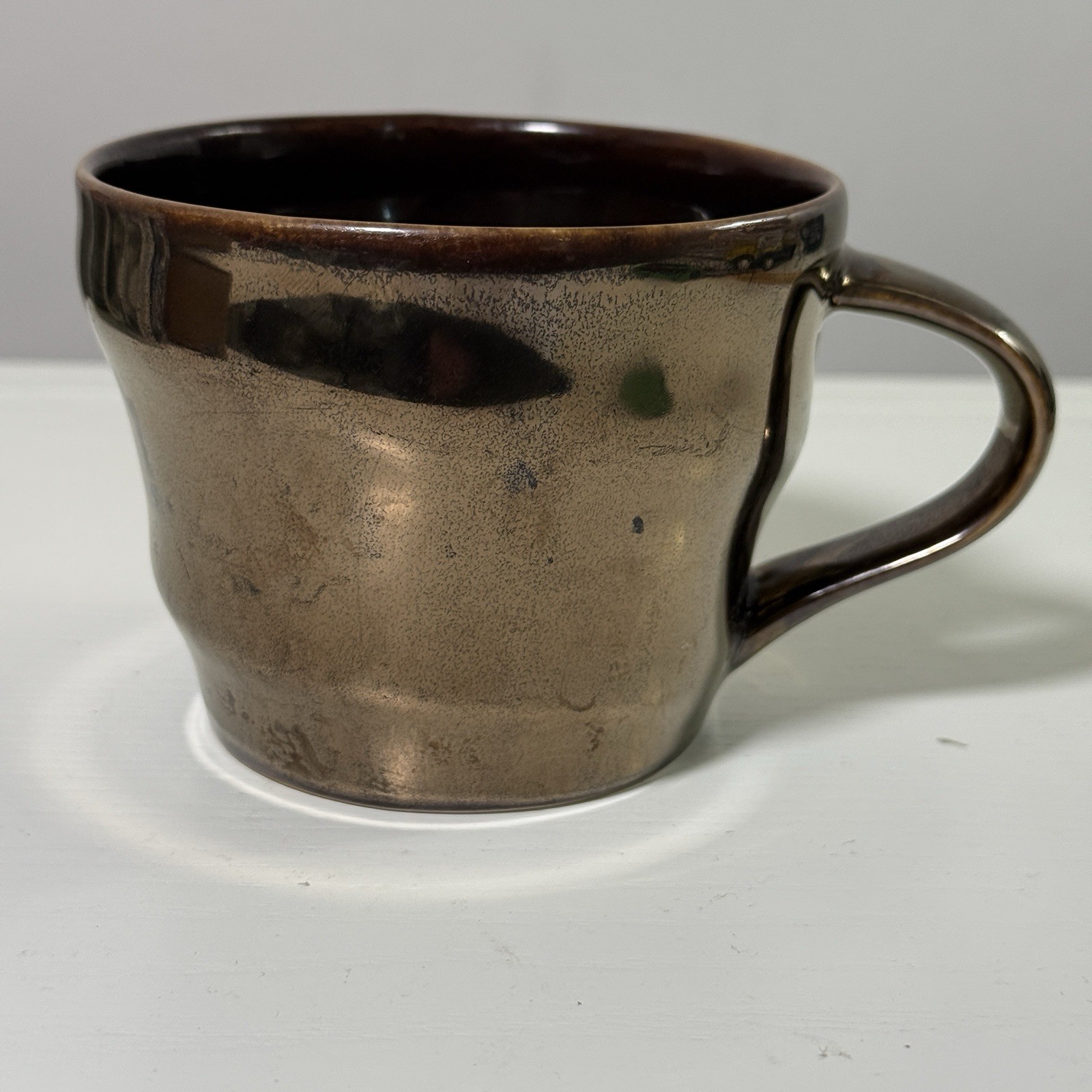 2013 Starbucks Ceramic Coffee Mug Cup 12 oz Bronze Metallic Glaze Copper