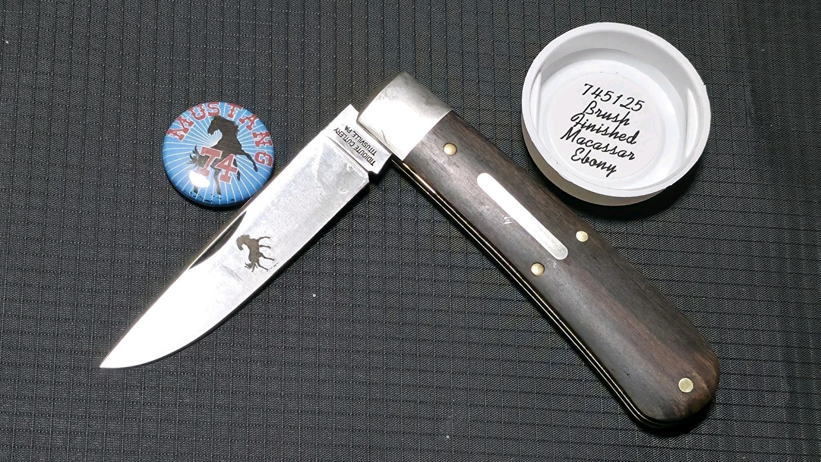 Great Eastern Cutlery #74 Brush Finished Macassar Ebony Wood Mustang 745125 GEC