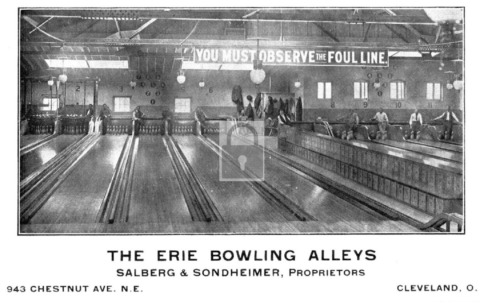 Interior View Erie Bowling Alley Cleveland Ohio OH – Reprint