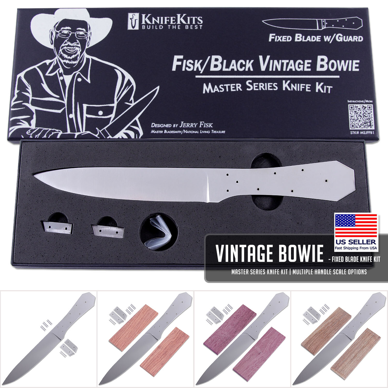 Fisk/Black Vintage Bowie – DIY Knife Making Kit – USA Design