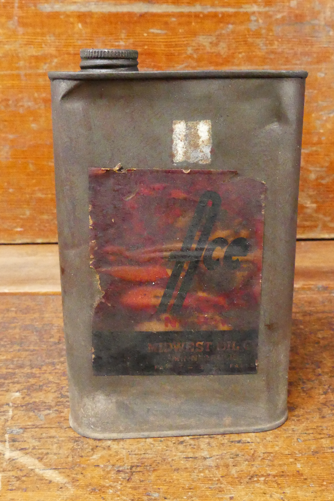 Vintage Midwest Oil Co ACE HIGH Paper Label One Quart Square Motor Oil Can Empty