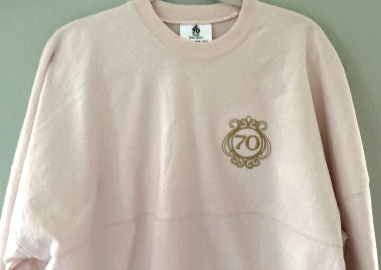 NWT DISNEY ~ DISNEYLAND 70th SPIRIT JERSEY & TOTE BAG ~ L ~ PINK ~ JEWELED