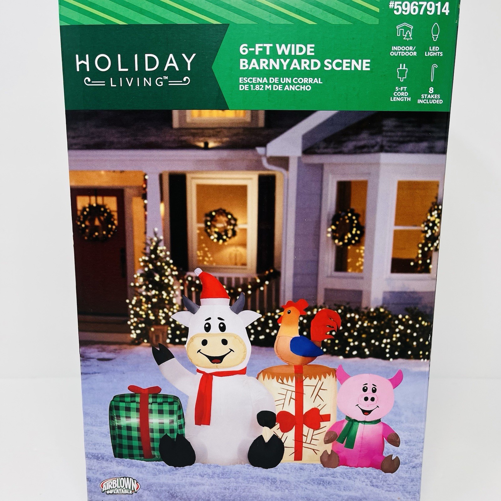 Holiday Living 6 FT Barnyard Scene Airblown Inflatable LED Christmas Cow Pig Hen