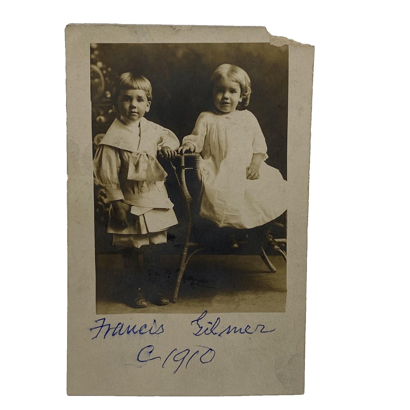 Vtg C1910 Francis & Gilmer Ballard Sepia Children RPPC Photo Postcard AZO