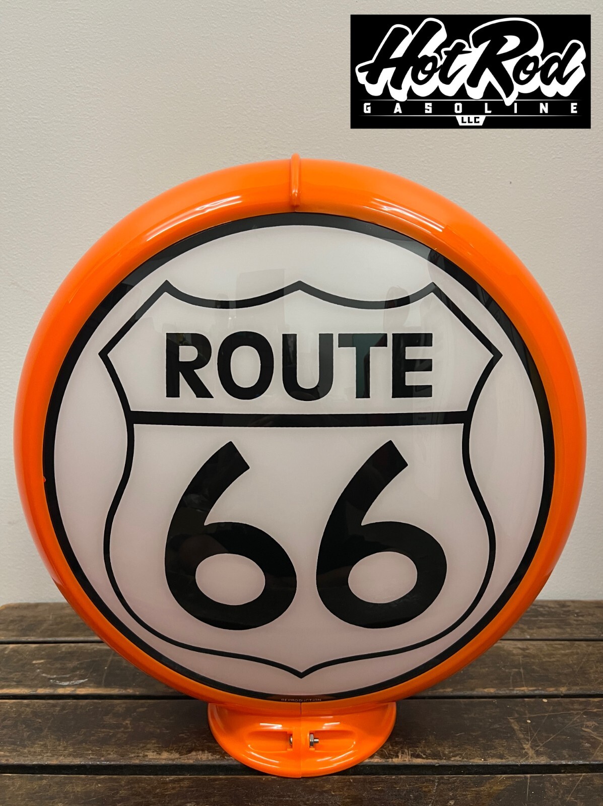 ROUTE 66 Reproduction 13.5″ Gas Pump Globe – (Orange Body)