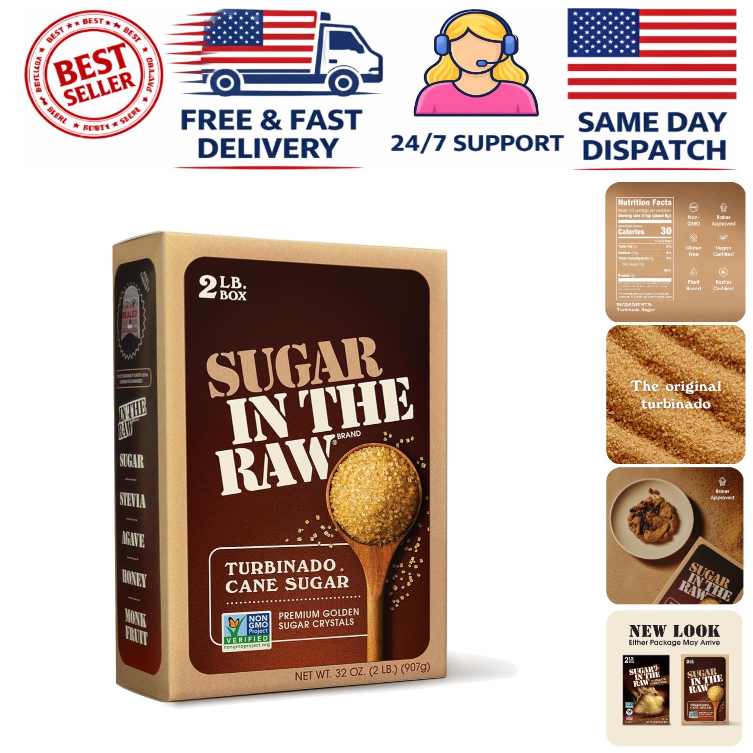 All-Natural 2 lb Box of Granulated Turbinado Sugar – , Kosher & Gluten Free