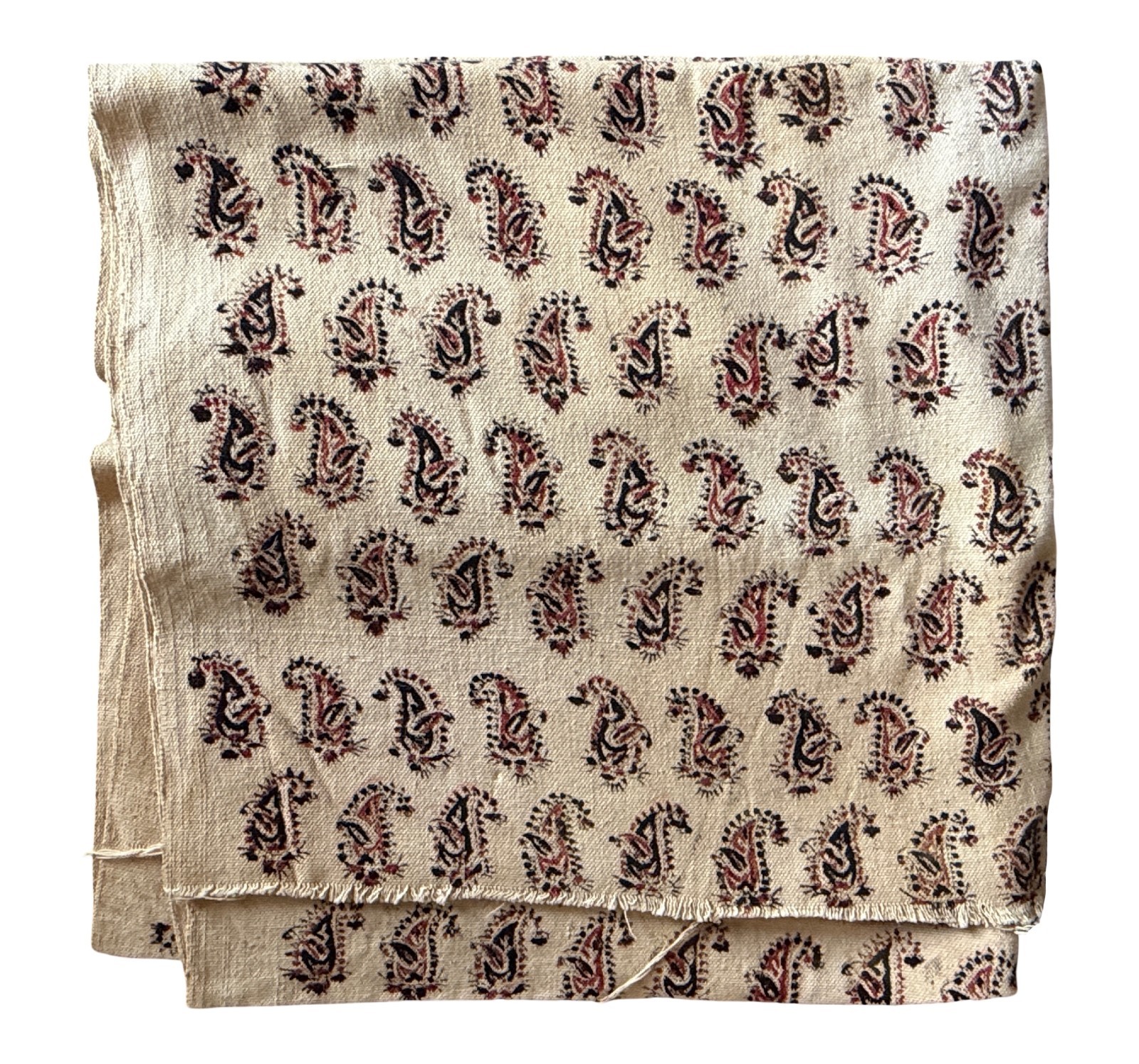Traditional Indian Hand Block Printed Paisley Fabric 32 x 64″