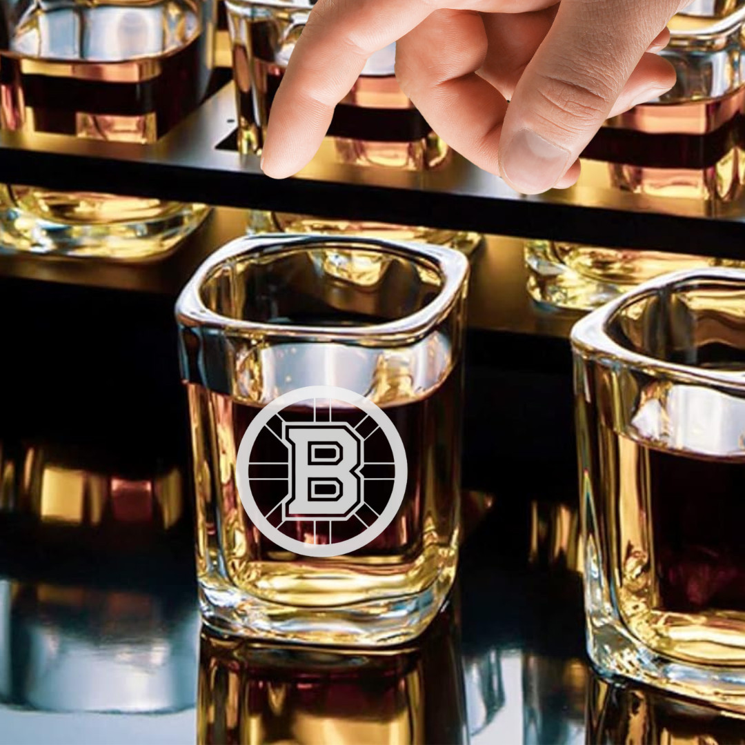 Custom Engraved Boston Bruins Shot Glass – 2.2 oz Square Shot Glass New
