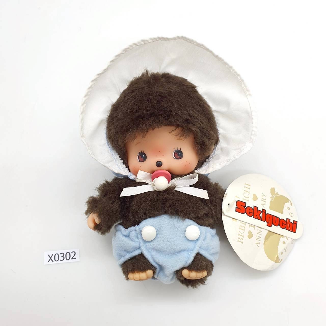 Monchhichi X302 Monchhichi Bebichhichi Boy Size S Sekiguchi Plush 6″ TAG Doll Jp