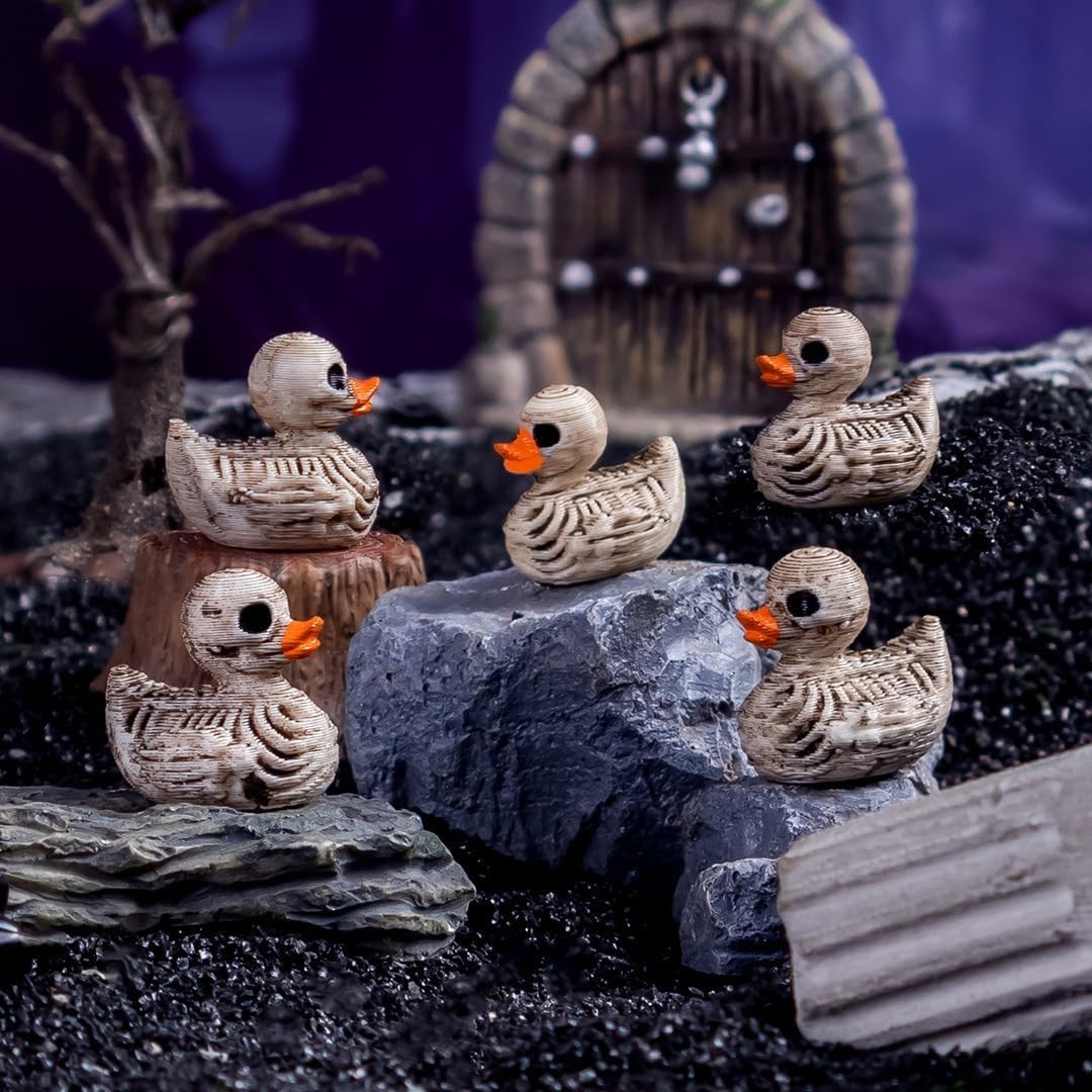 50Pcs Mini Ducks Skeleton Duck Figurines Tiny Ducks to Hide for Halloween Decora