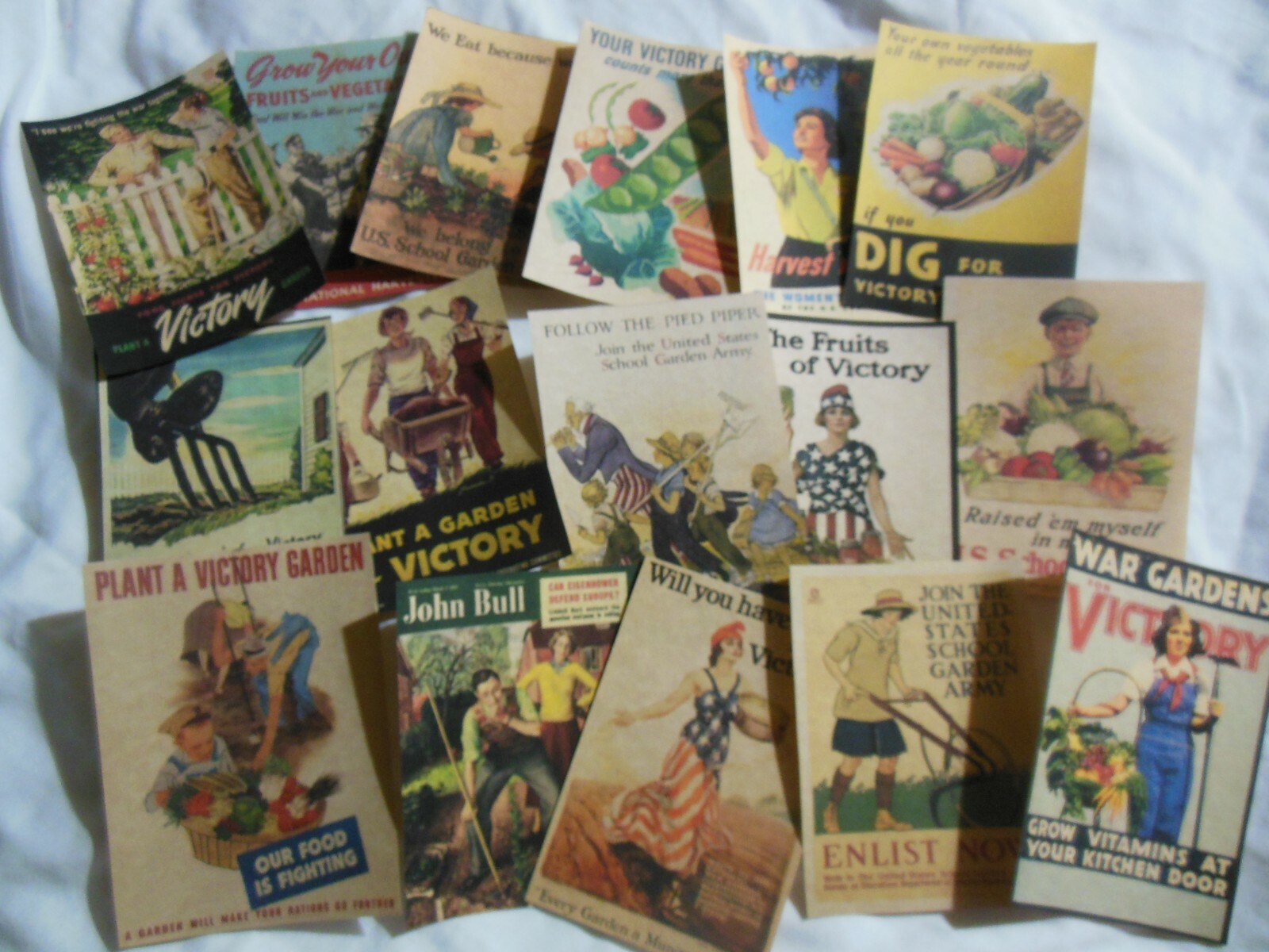 Set of 16 LARGE Victory Garden WWII images taken from 1940’s war garden posters