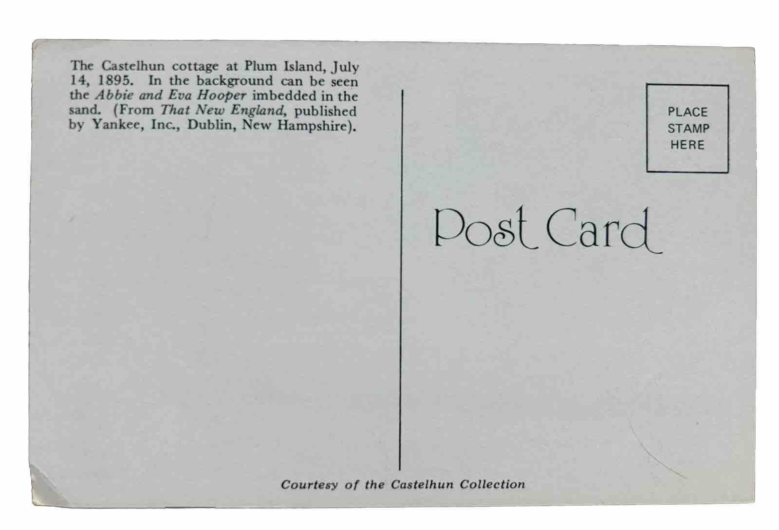 Vintage Printed Lithograph Post Card Castelhun Cottage Plum Island Abbie and Eva