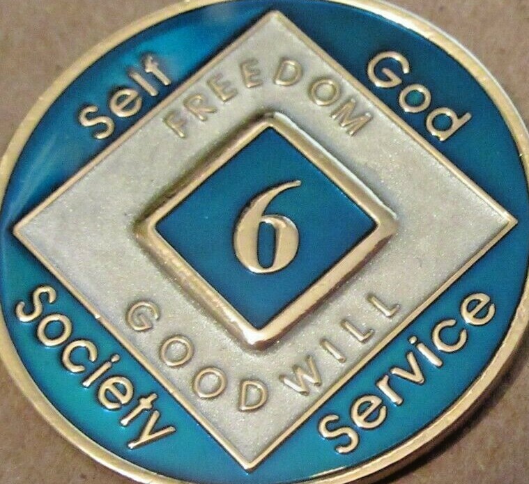 Narcotics Anonymous BLUE 6 year NA Medallion Token Chip Coin Sobriety Clean
