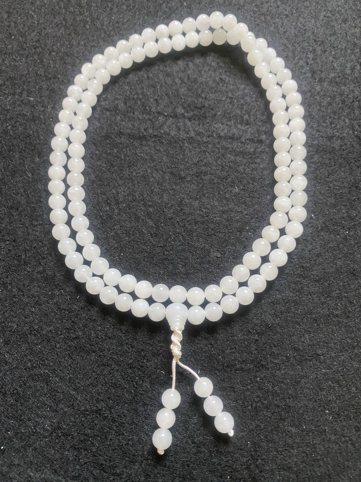 Natural 6mm White Nephrite Jade Mala | 108 Bead Meditation Rosary | Prayer Beads