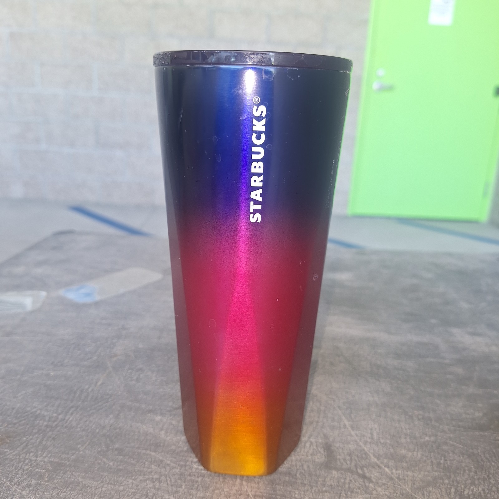 Starbucks 2022 Gradient Sunset Tumbler 24oz Cold Cup Blue Pink Orange No Straw