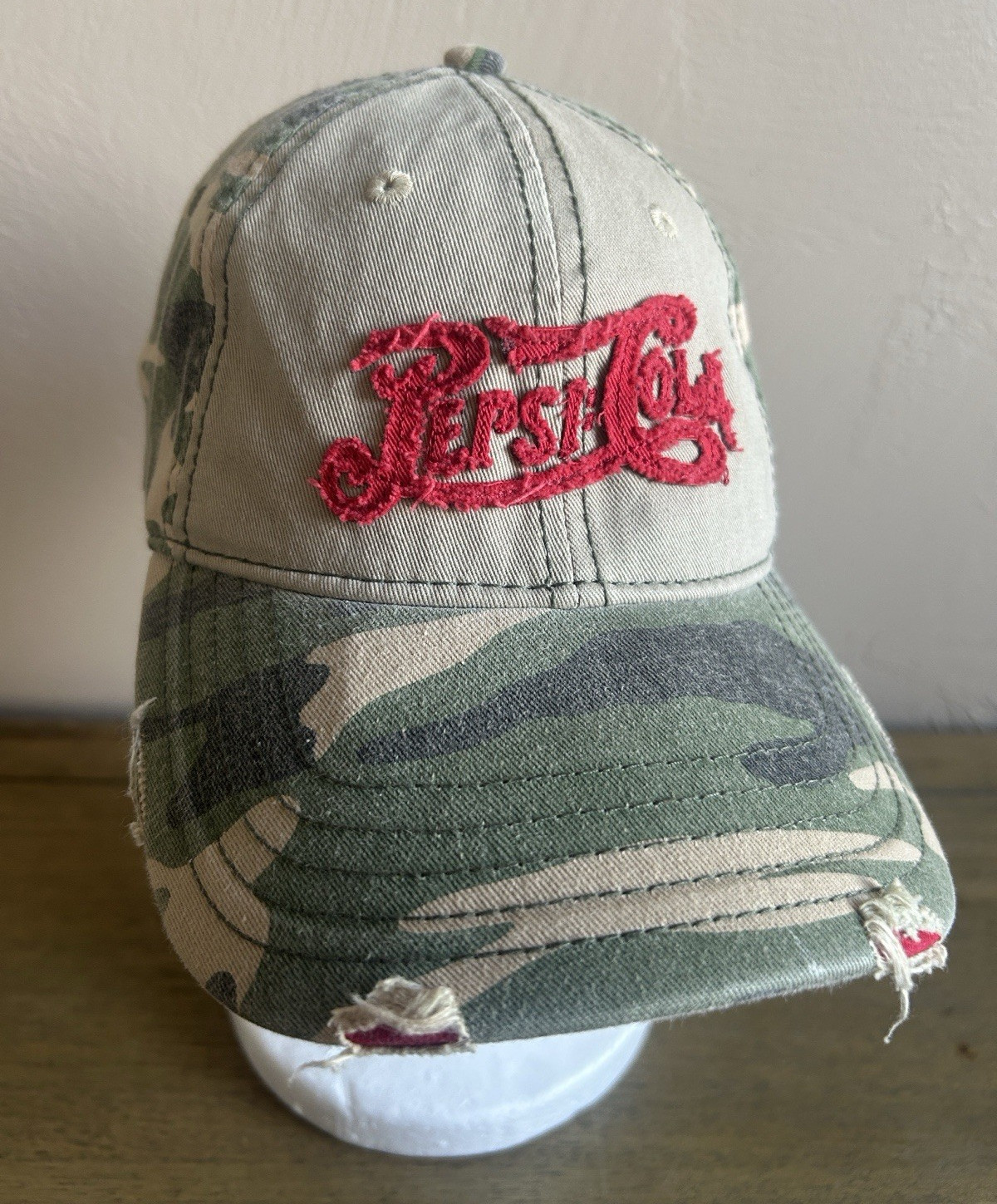 Vintage 2006 Pepsi-Cola Official License Embroidered Distresed Camo Baseball Cap