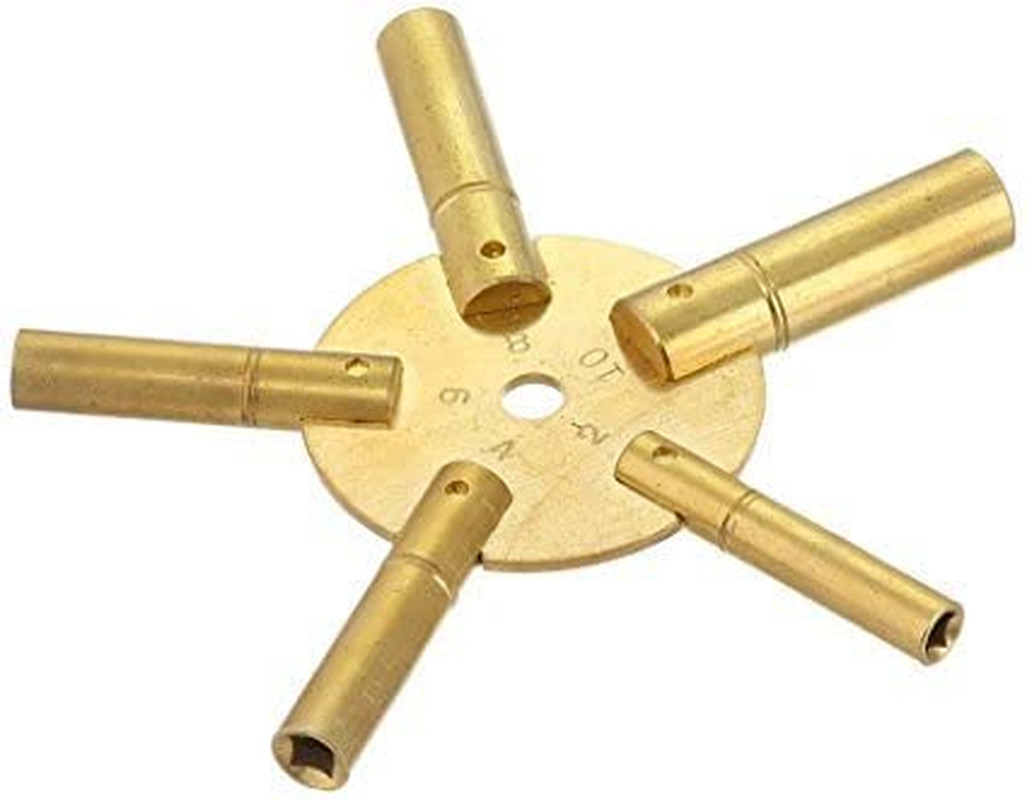 Universal Brass Clock Key for Winding Clocks 5 Prong Even & ODD Numbers