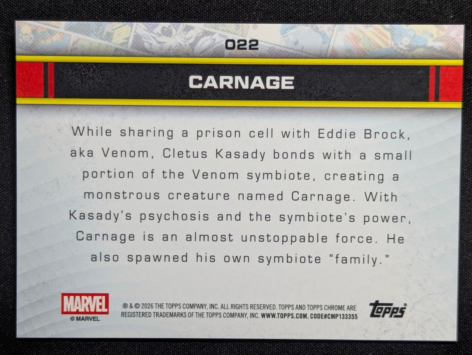 2026 Topps Chrome Marvel Comics – Carnage #022 Green Refractor 58/99