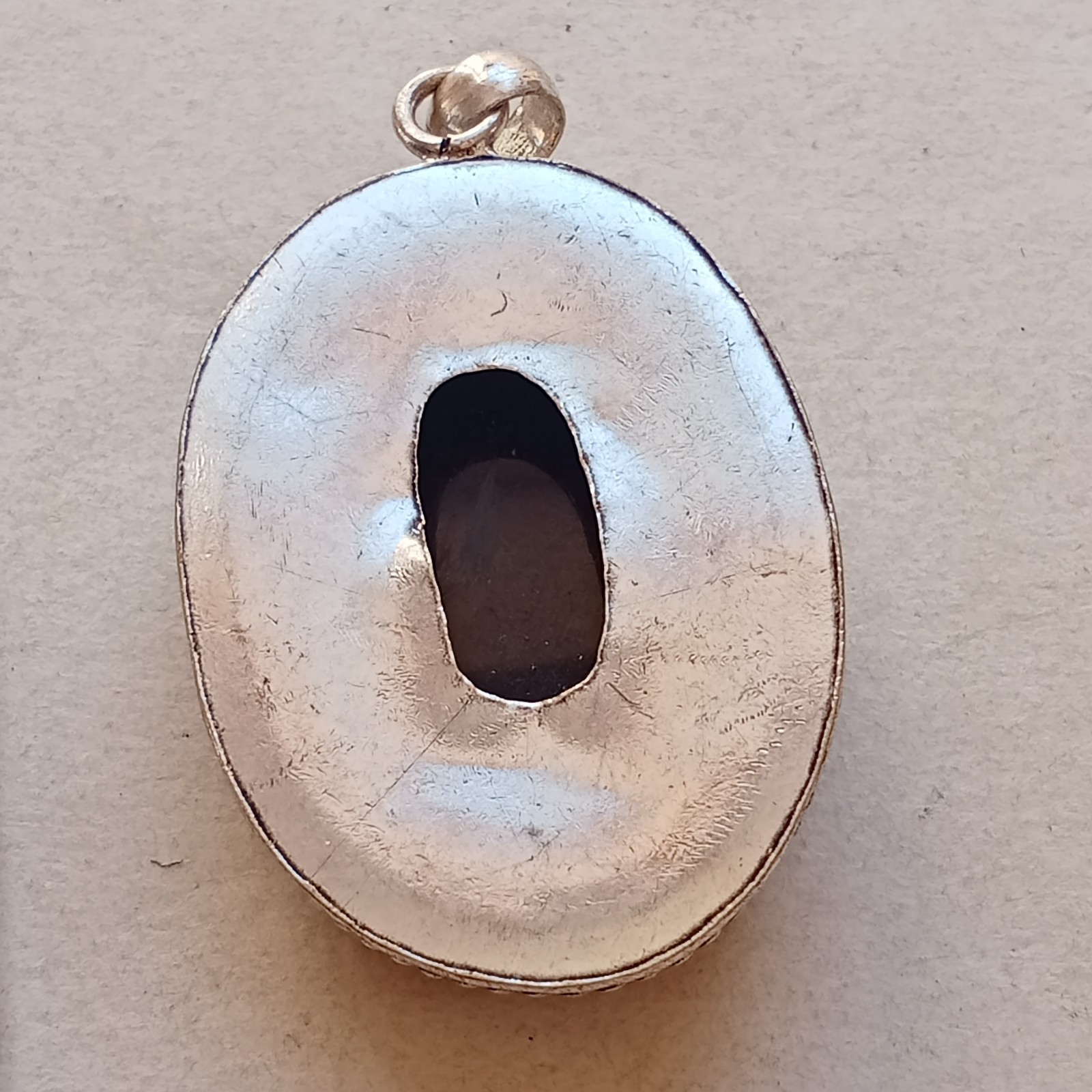 EXTREMELY RARE AMETHYST PENDANT SILVER COLOR AMAZING BLACK STONE ANTIQUE