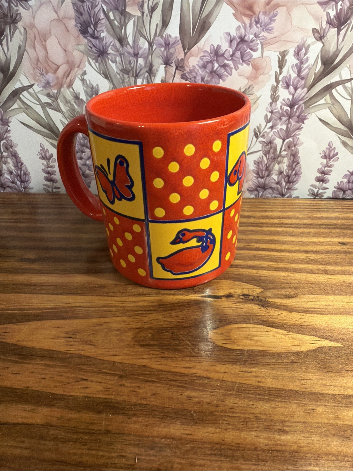 Vintage Rare Waechtersbach Red Goose Bunny Rabbit Ceramic Mug Germany Pop Art