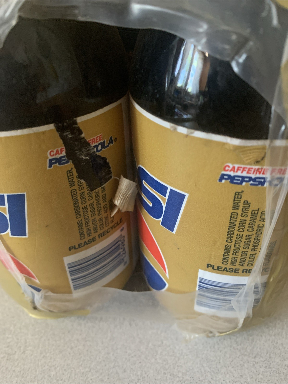 Vintage Caffeine Free Pepsi 6 Pack 1990s Glass Bottle Styrofoam New