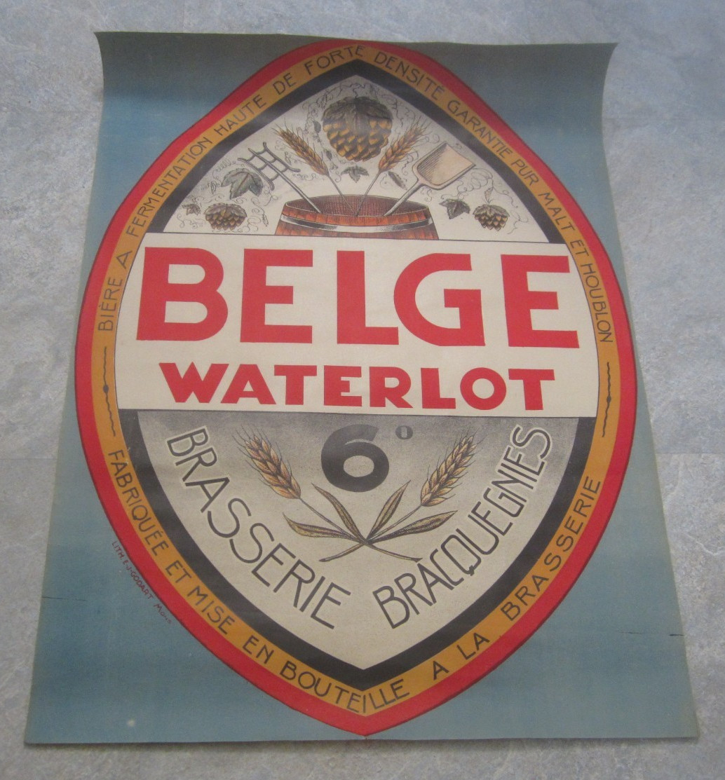 Original Old c.1910 – BELGE WATERLOT – Belgium BEER / BREWERY Advertising POSTER