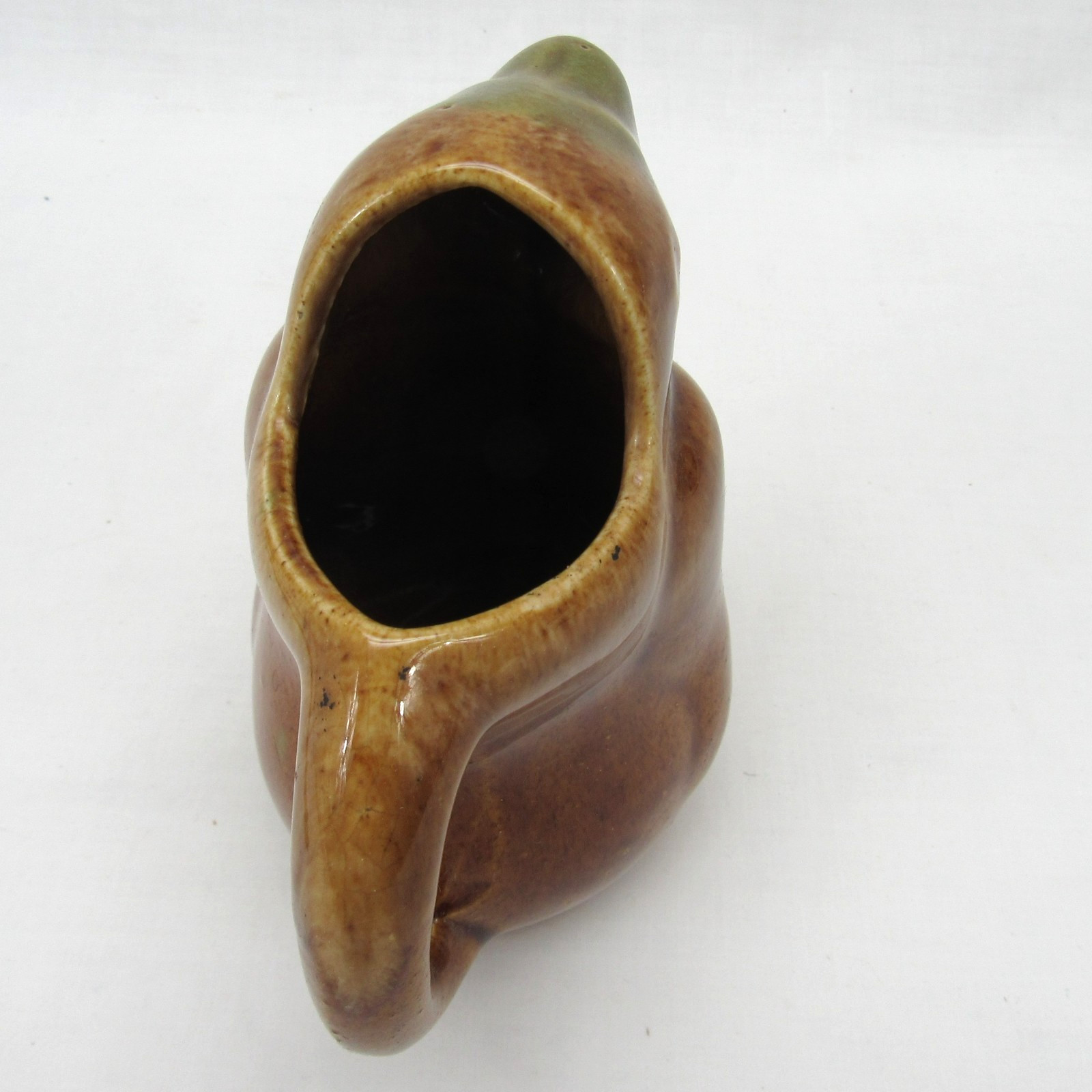 Vintage Ceramic Penguin Pitcher earthenware Creamer brown glazed bird