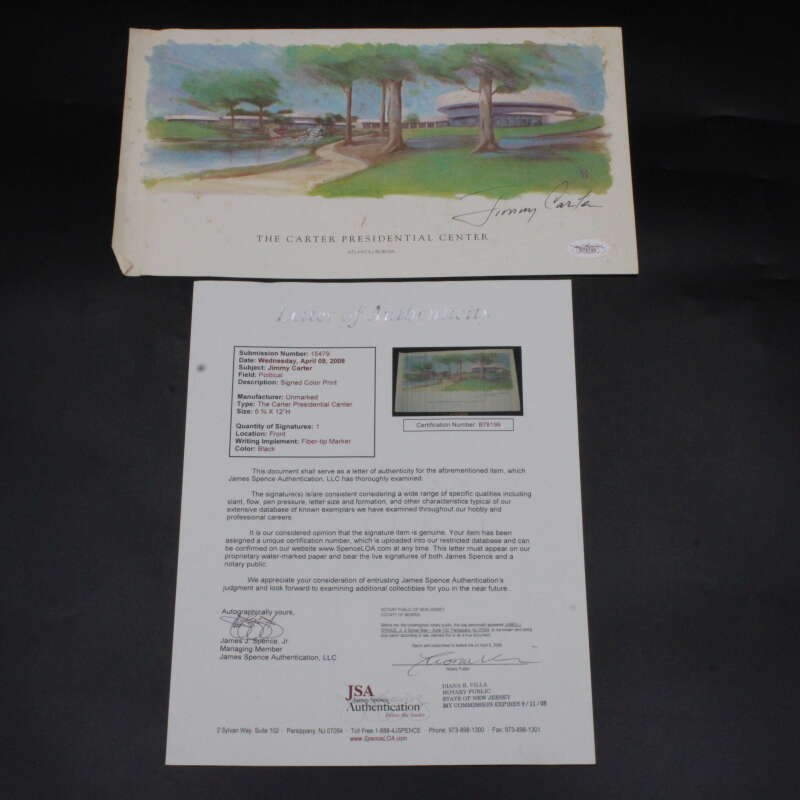 President Jimmy Carter Signed Color Print Center Autograph JSA LOA ZJ22941