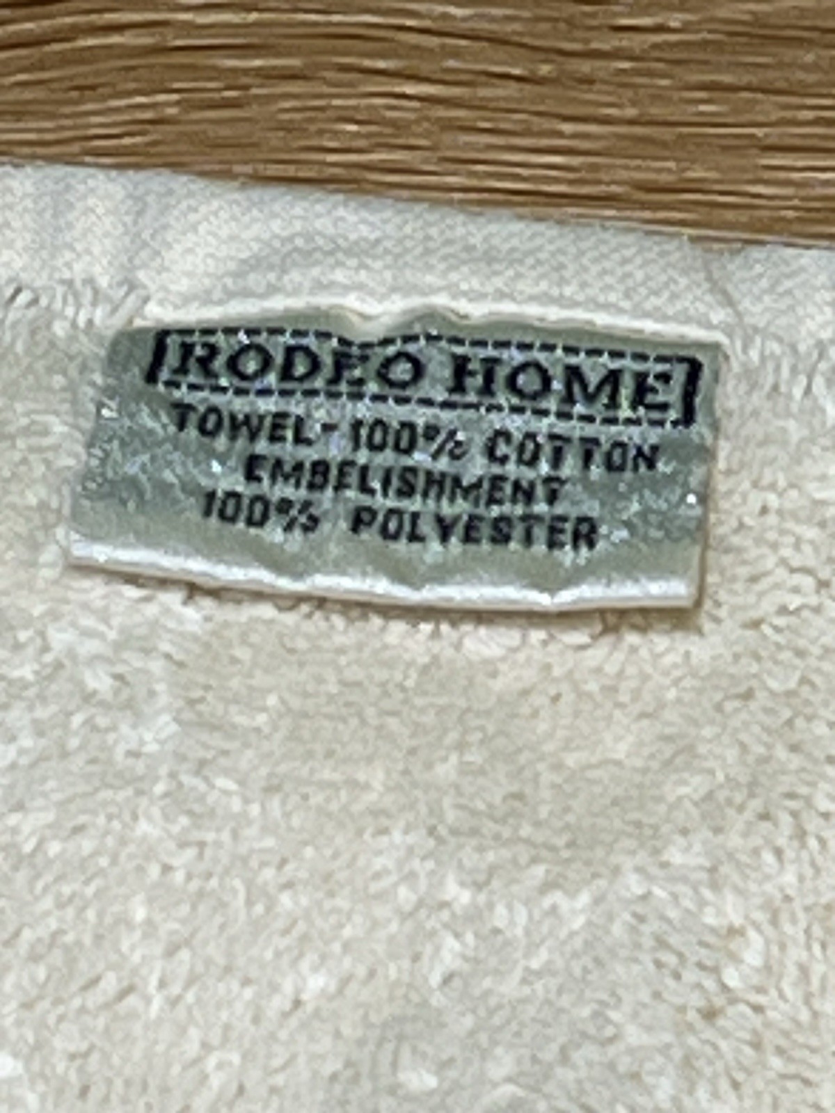 Rodeo Home Fingertip Towels Vtg Cream with Trim Embellishment Set of 2