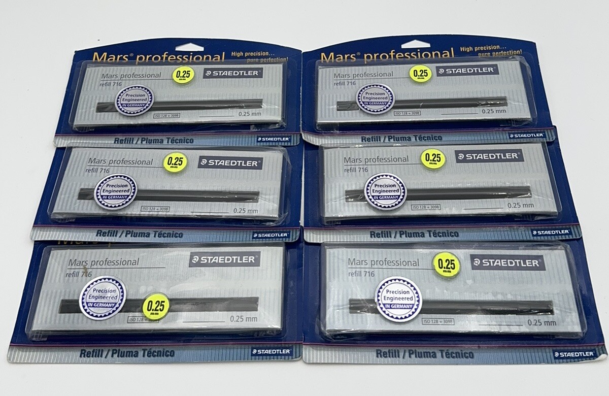 NEW Lot of 6 – STAEDTLER Mars Professional Ink Refill 716 0.25mm Made in Germany