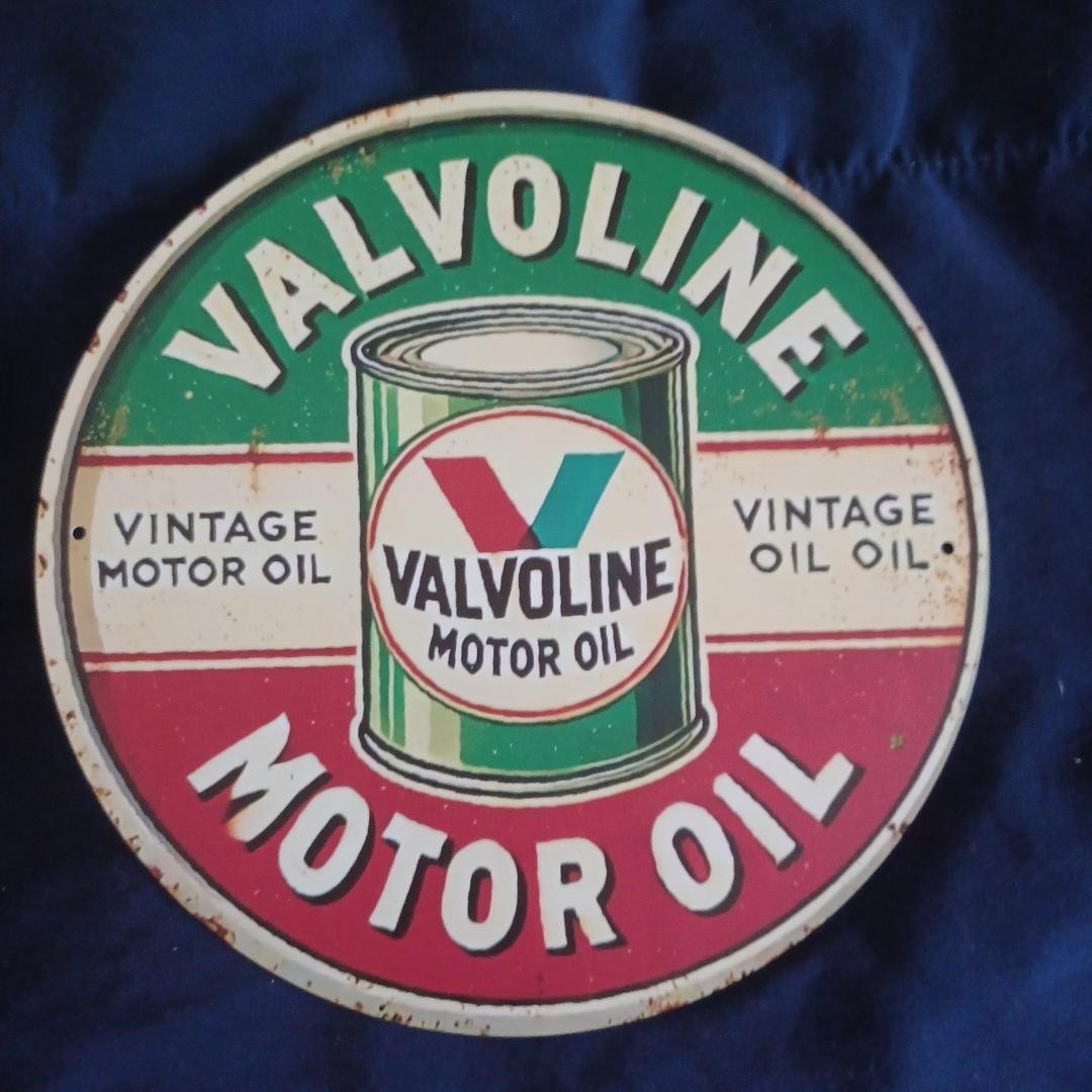 8″ Round Metal Sign Man Cave Wall Art Garage Bar Gas Station Auto Car Valvoline
