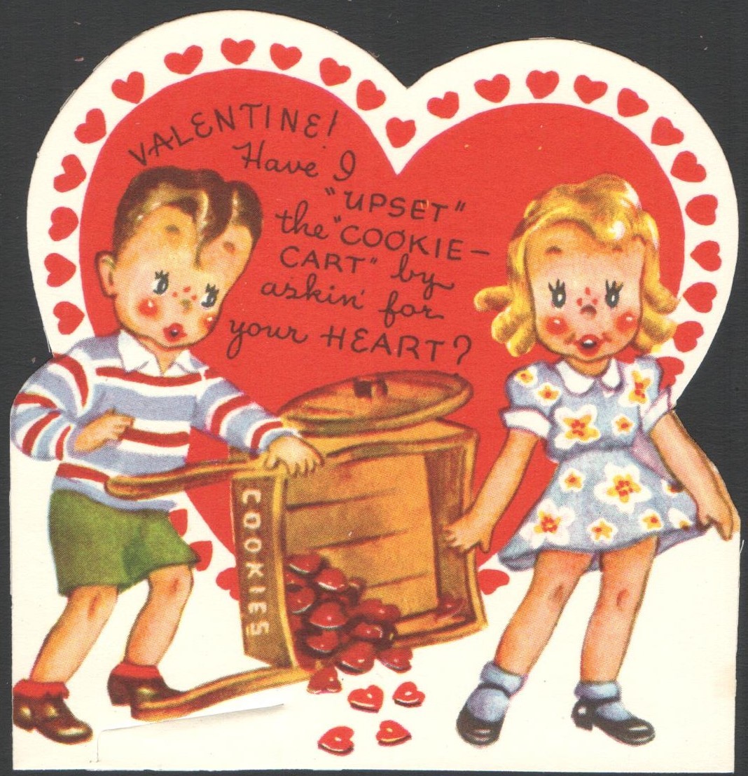 UnUsed A-MERI-CARD Valentines Card “Have I UPSET the Cookie Cart?” HEART COOKIES