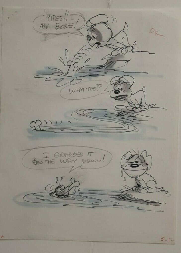 WALT DISNEY ORIGINAL DAILY COMIC STRIP DRAWING OF “SCAMP” by Bill Berg 5/12/79