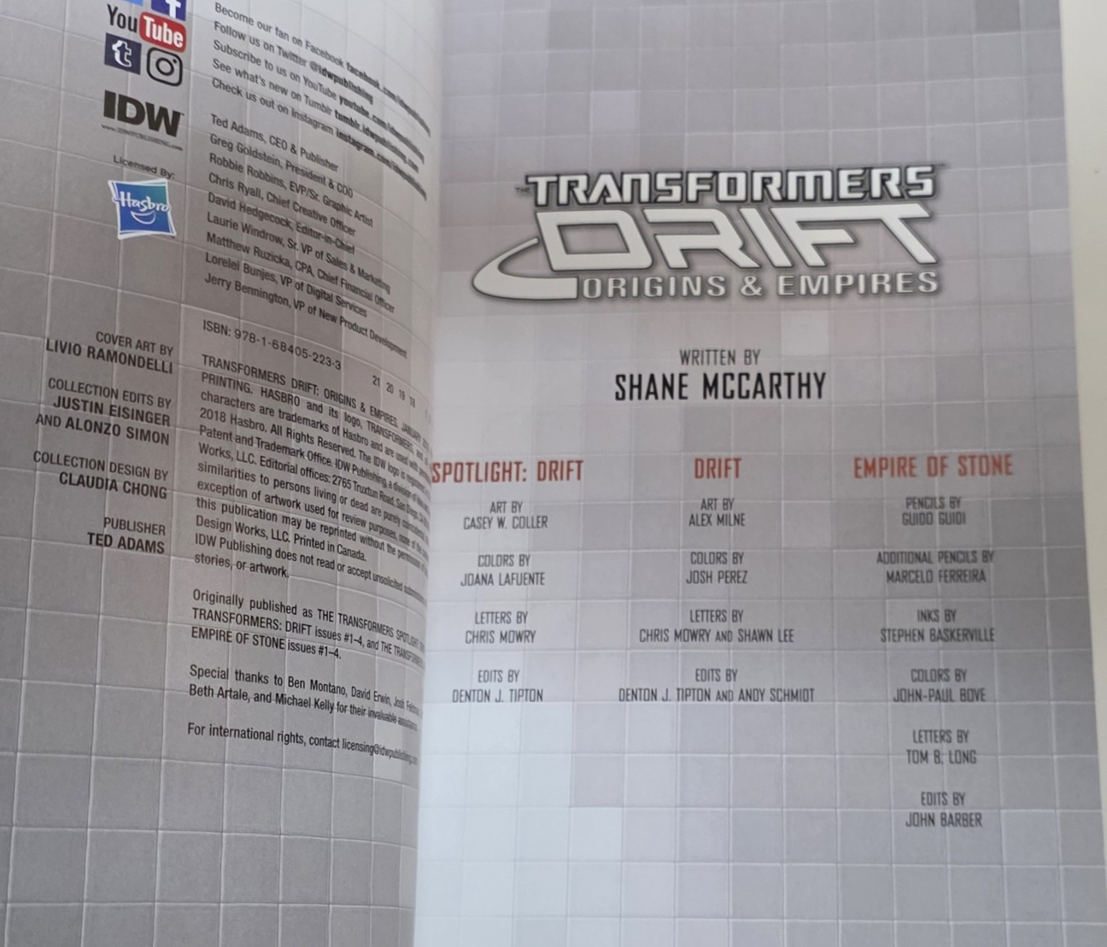 TRANSFORMERS: DRIFT ORIGINS & EMPIRES (IDW 2018 TP SC GN ~ omnibus collection)