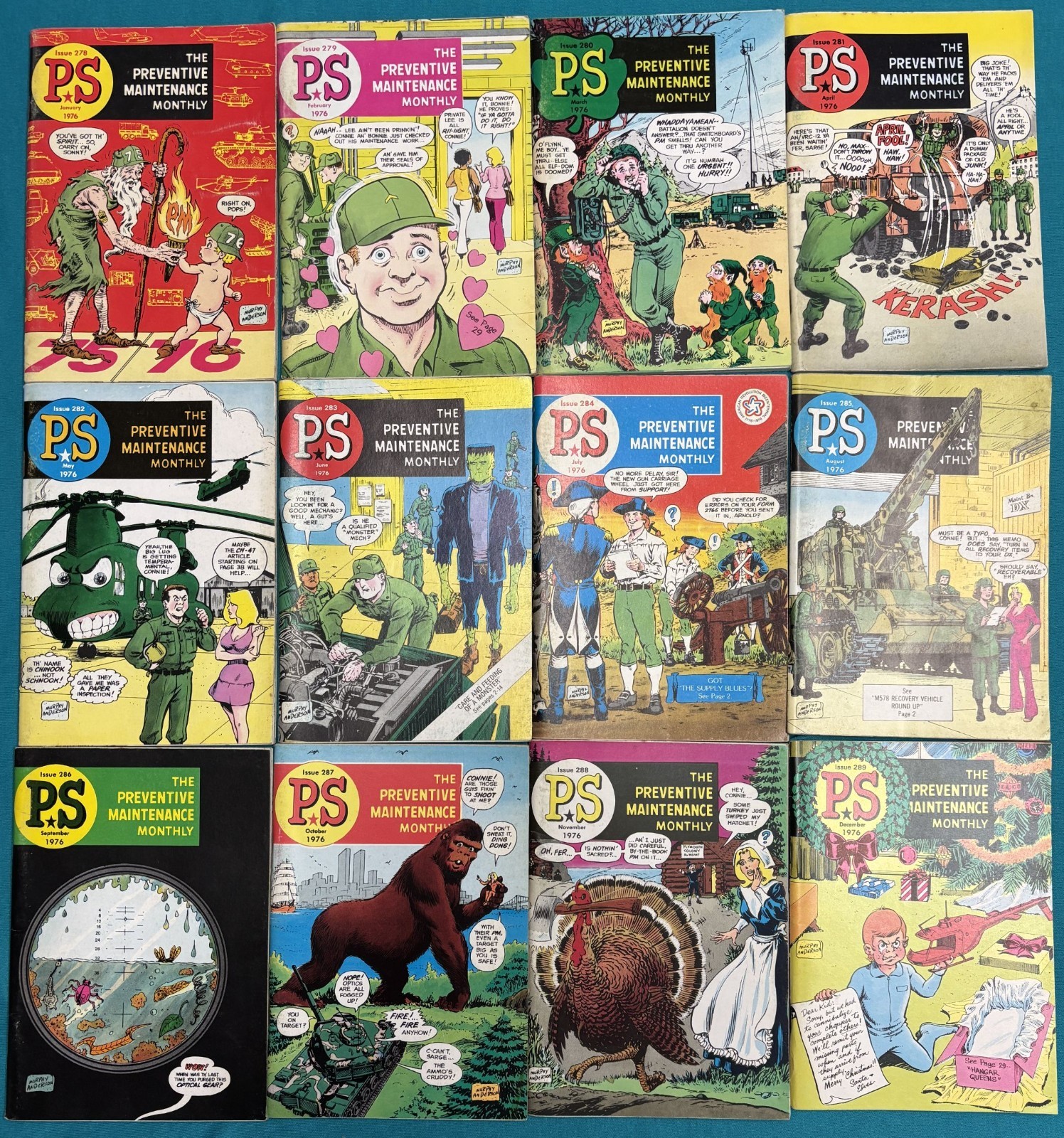 PS Preventive Maintenance Monthly Magazine 1976 Lot of 12