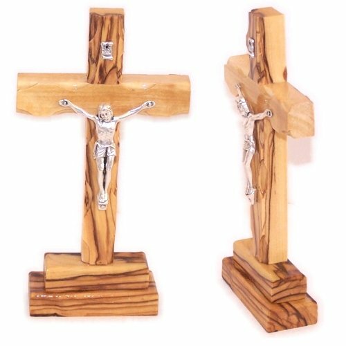 Olive Wood Standing Cross with Crucifix.(5″ H).