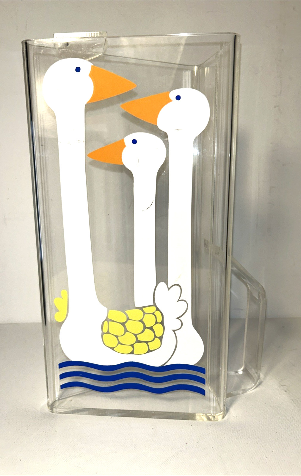 Lucite Triangle Water Pitcher 12″ Early 1970’s Clean Lines MCM Read