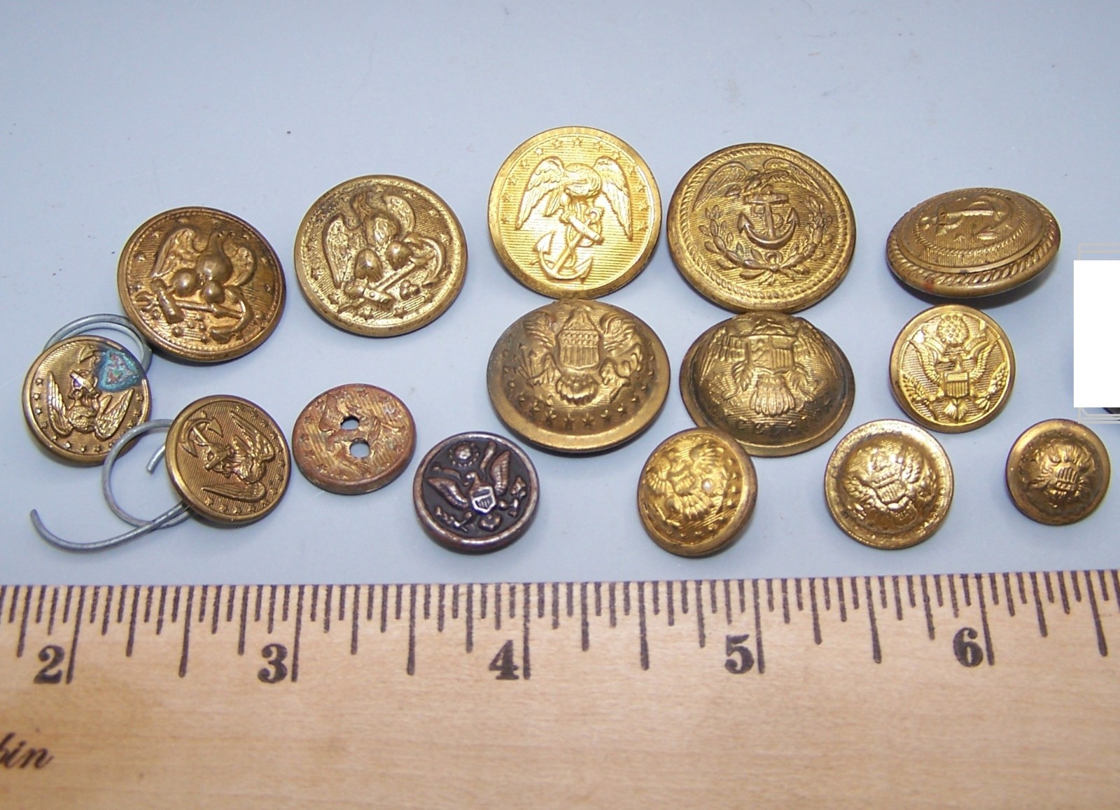 Old and New Military Buttons Brass