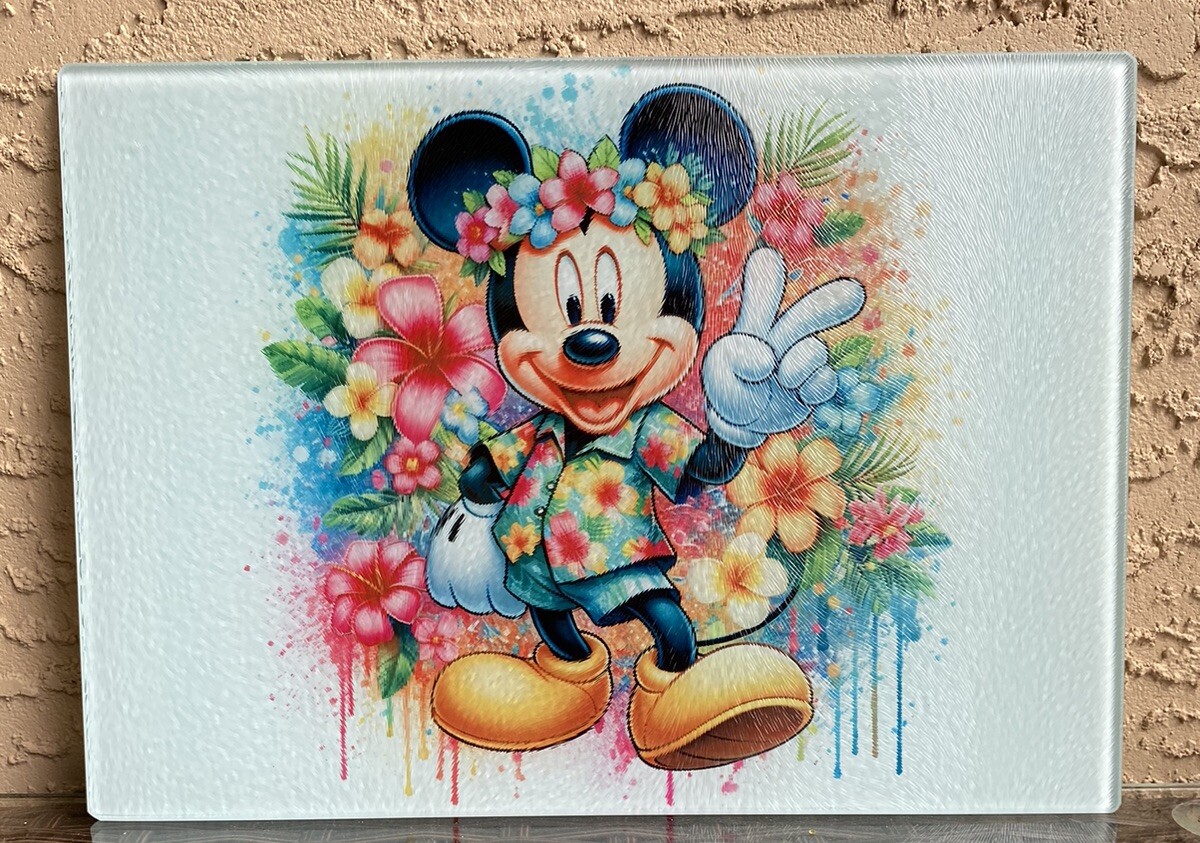 Disney Mickey Mouse Inspired tempered glass cutting board Heavy Quality 8×11