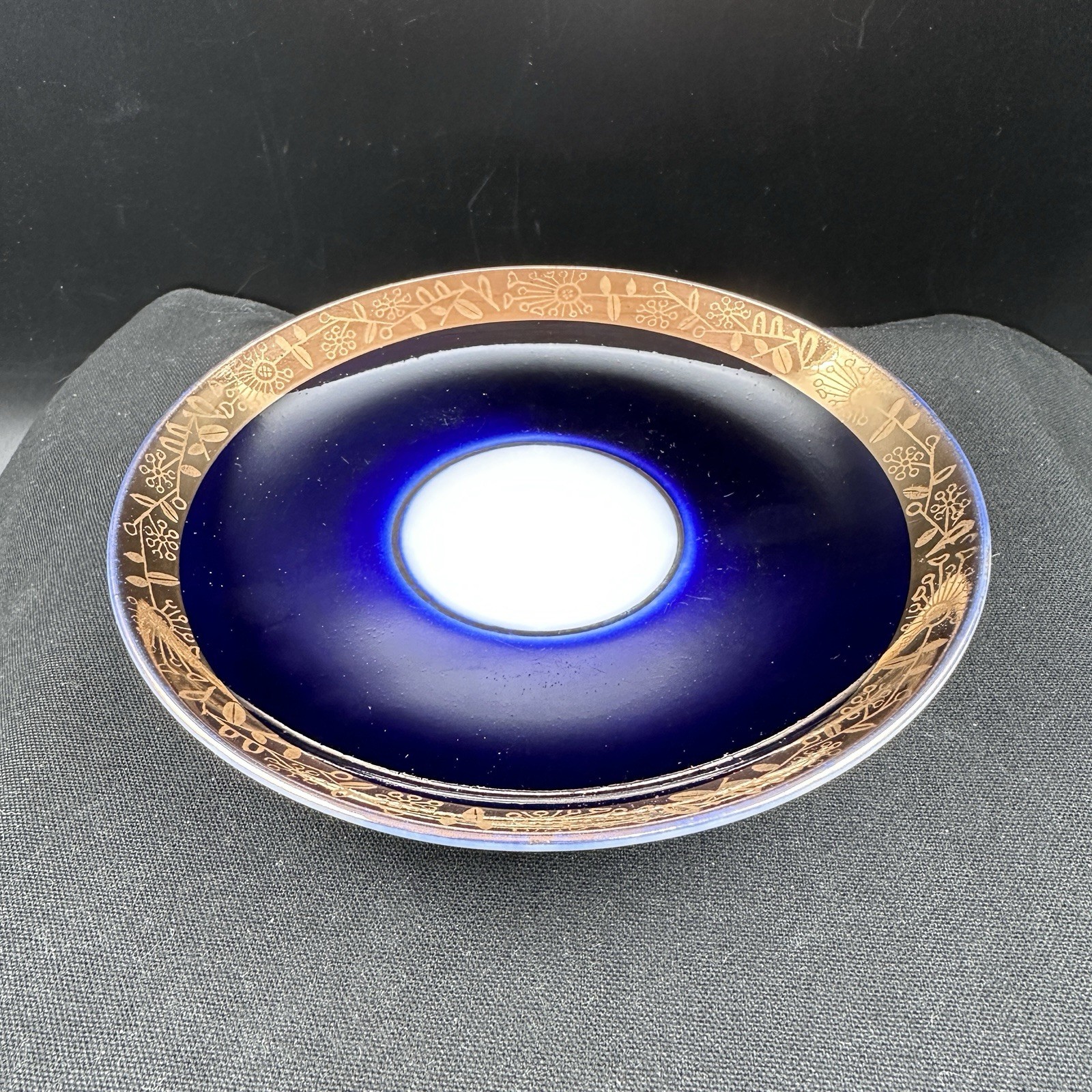Vtg Lomonosov LFZ Russian USSR Cobalt Blue Gold Gilt Tea Cup Saucer Porcelain