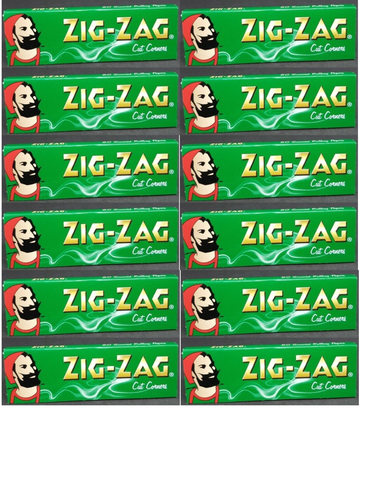 10 PACKS Zig Zag Green Rolling Papers Cut Corners *Best Price* *USA SHIPPED*